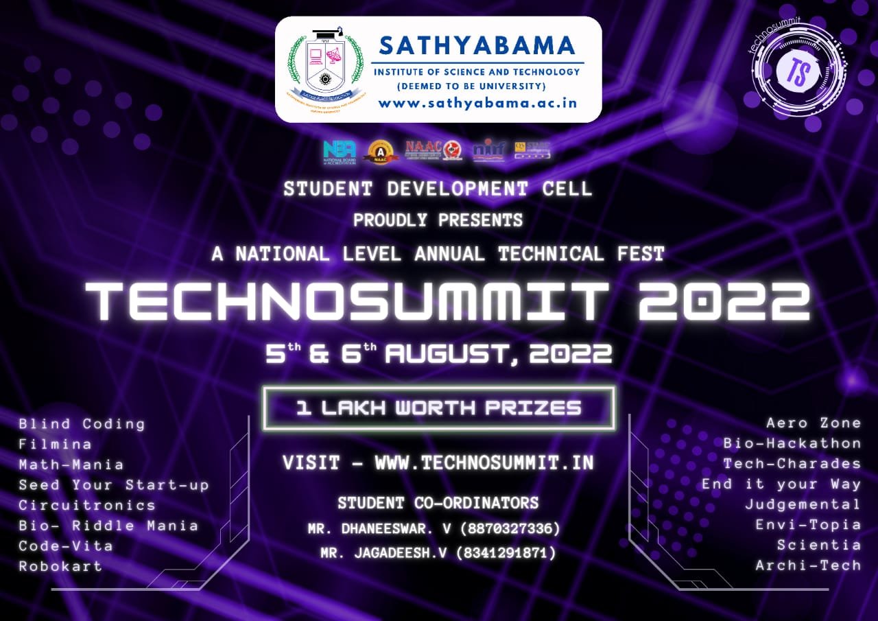 TECHNOSUMMIT 2022 - Sathyabama Institute of Science and Technology, Training,
